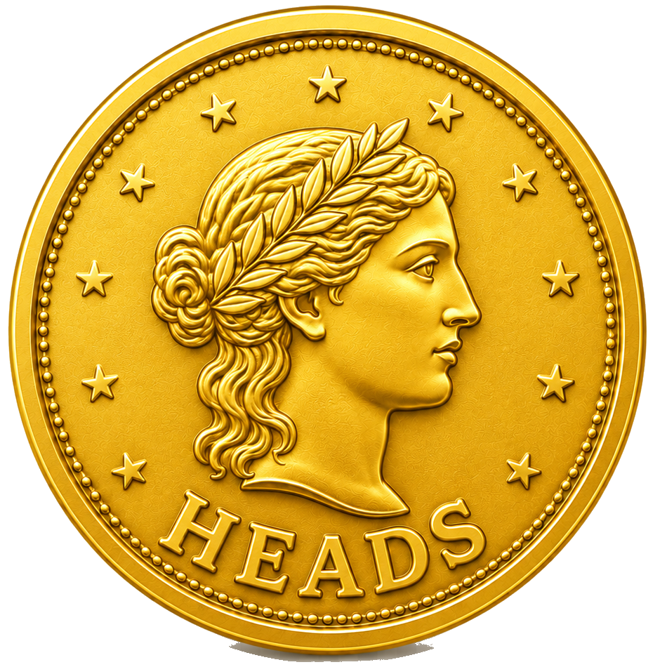 Heads coin face